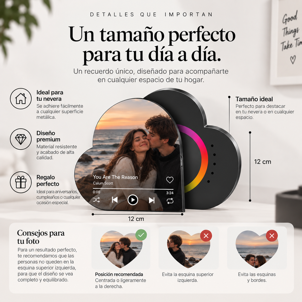 Placa Corazón Personalizada · Foto y Canción