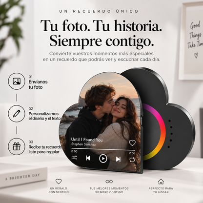 Placa Corazón Personalizada · Foto y Canción