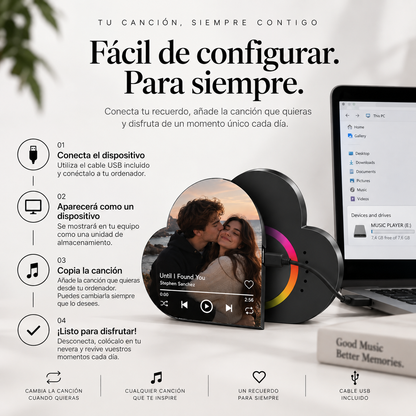 Placa Corazón Personalizada · Foto y Canción